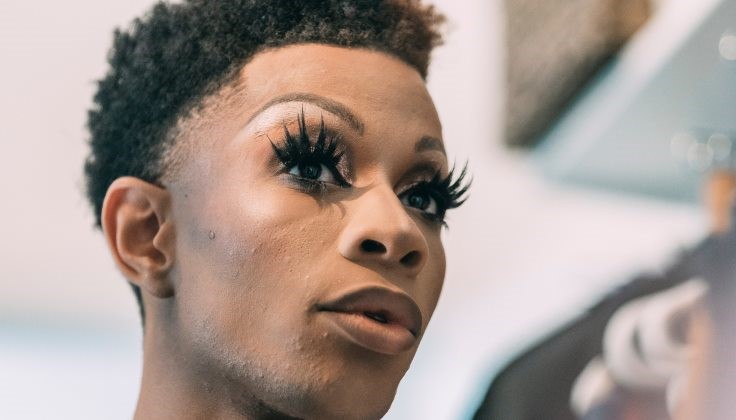 Feminine black man with makeup
